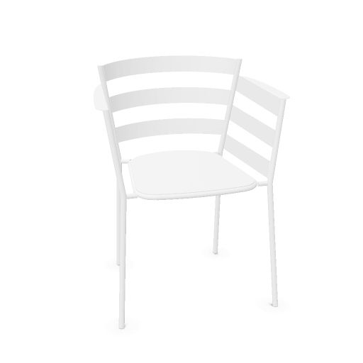 [440201] Stolica RYTHMIC (Fermob) (Model: Rythmic, Širina: 60,5cm, Dubina: 51cm, Visina: 77cm, Boja stolice: FB 01 - Cotton White / Pamučno bijela, Verzija stolice: s rukonaslonima, Visina sjedala: 44,5 cm, Jamstvo: 2 godine, Visina rukonaslona: 25,5cm)